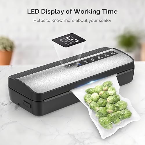 Miniatura 4 de Syaws Sellador al vacío, sellador automático de alimentos, ahorro de vacío de alimentos 9 en 1 con modo secohúmedo, bolsa de rollo y cortador,