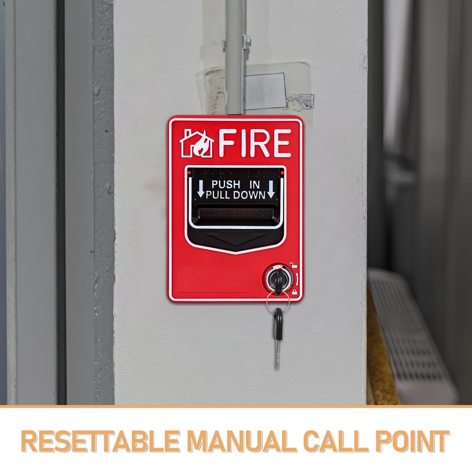 Pulsante di Emergenza Resettable Manuale Antincendio Rosso in Plastica e Facile da Usare per Chiamata di Emergenza in Sicurezza Domestica