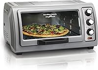 Hamilton Beach 6-Slice Easy Reach Toaster Oven with Roll-Top Door - Bake, Broil, Toast, Spacious Interior, Silver 31127D