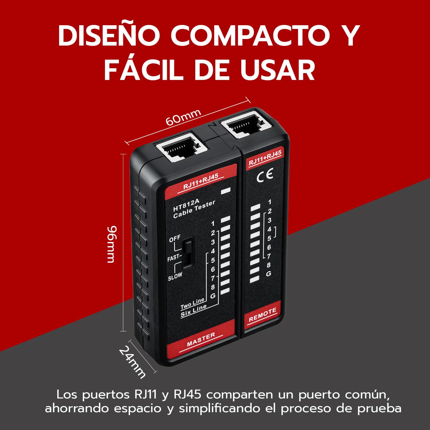 Mcbazel Tester para Cables de Red RJ11 RJ45, Comprobador de Cable de LAN, Comprobador de Cable Telefónico, Cable de Conexión para CAT6A, CAT6, CAT5E, CAT5