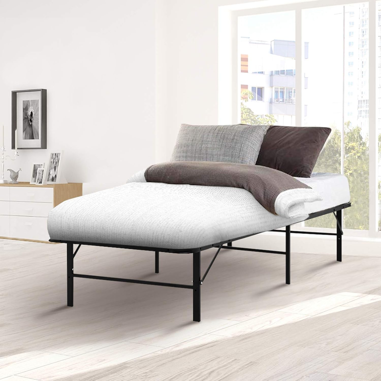 Artiss King Single Size Bed Frame, Folding Mattress Sleeping Base Home