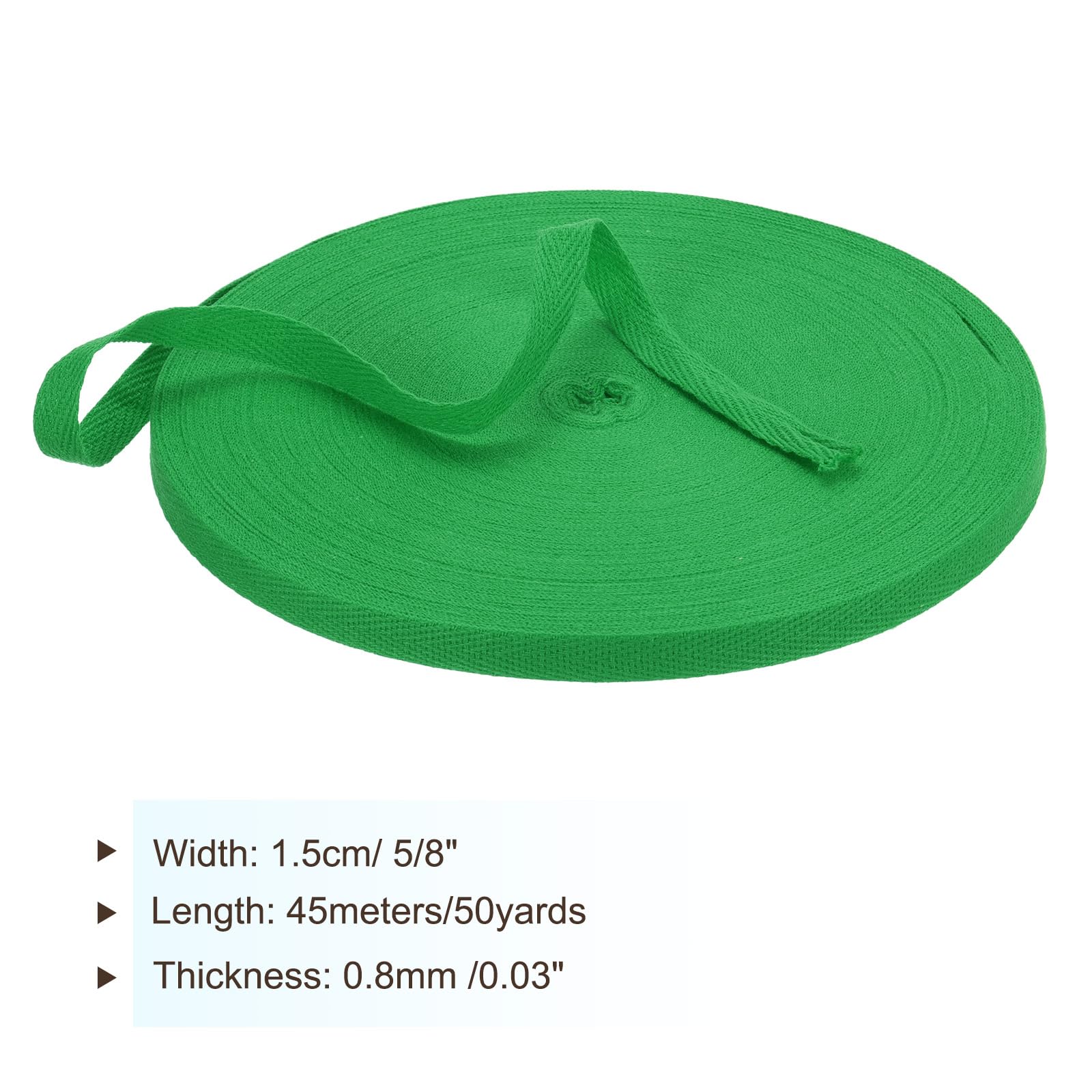 PATIKIL Cotton Twill Tape 15mm(5/8") 46m(50 Yards) Cotton Ribbon Bias Binding Tape Herringbone Webbing Trim for Sewing Gift Wrapping Craft DIY Green - Image 2