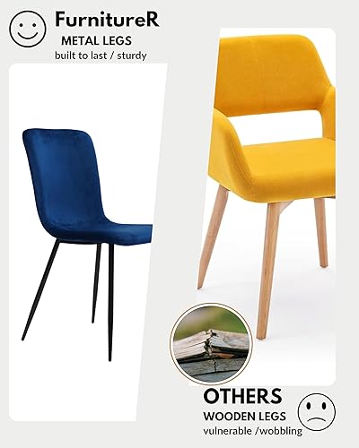 Miniatura 7 de FurnitureR Sillas de comedor, juego de 4 sillas de comedor, sillas de comedor azules, sillas modernas de cocina y comedor, sillas de cocina