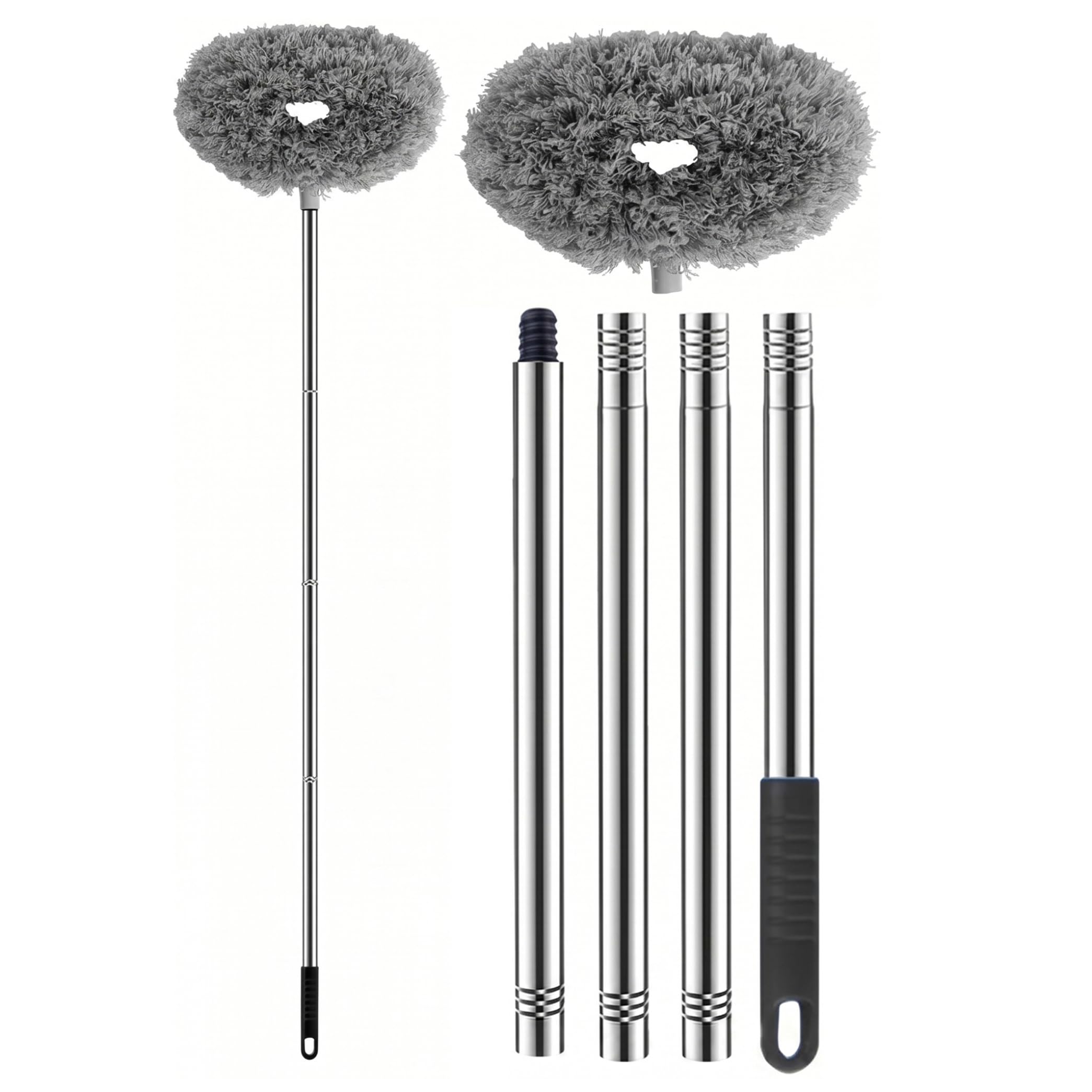 Ceiling Fan Cleaner Duster, Extendable Up To 55.12in Fan Duster Reusable Dust Dusters With Aluminum Handle For Hard-to-reach Areas, Gray
