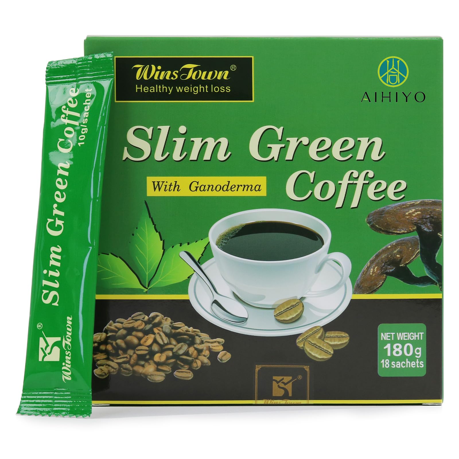 AIHIYO Green Coffee Bean Extract, Slim Green Coffee, 18 Sachets