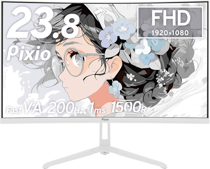 Amazon.co.jp: Pixio PXC248 Wave White ゲーミングモニター 白