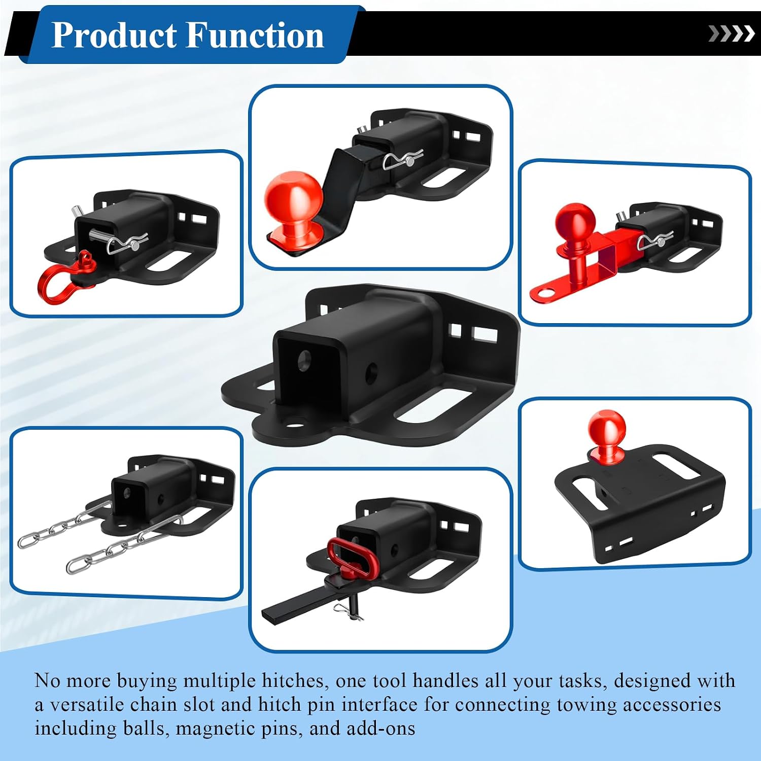 Zero Turn Lawn Mower Hitch with 2" Receiver Fits Many Models Lawn Mower, Tractor, Trailer, Golf Cart, ATV, with 2 Pcs Trailer Hitch Pin, 2 Pcs Clips, 4 Pcs Nuts & Carriage Bolts, 6mm Thicker