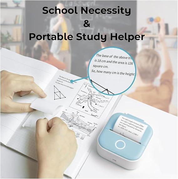 Mini Thermal Printer, HD Video Printing Quality, Lecture Note or Image Removable, Bluetooth Connected App Usage, Long Charging Life, Mini Thermal Label Printer for Kids and Adults