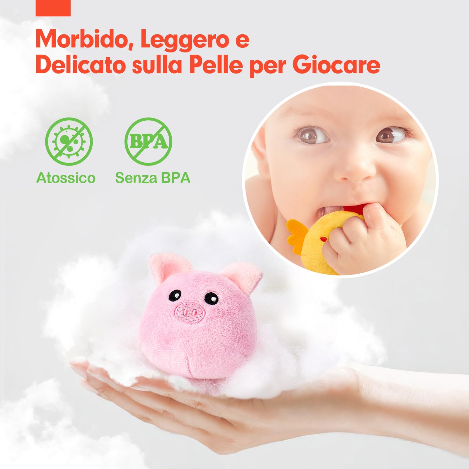 hahaland Giochi Bambino 1 Anno Montessori - Casa Morbida Montessori 6-12 Mesi Animali da Fattoria con Fienile/Sonaglio/Specchio, Gioco Bambino Sensoriale Regalo Bimbo Bimba 1 Anno