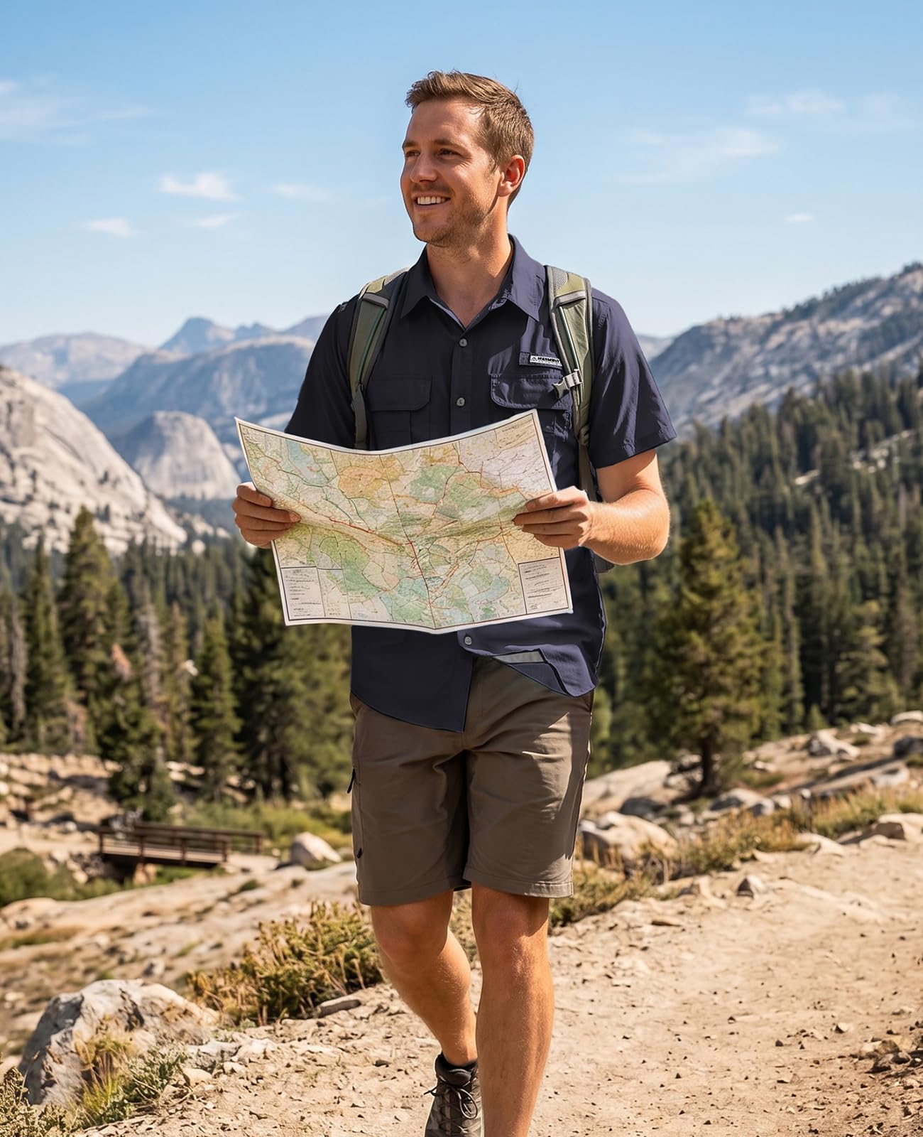Haimont Camisas de pesca para hombre, protección solar, con botones, para senderismo, viajes, camping, manga corta, protección UV UPF50+