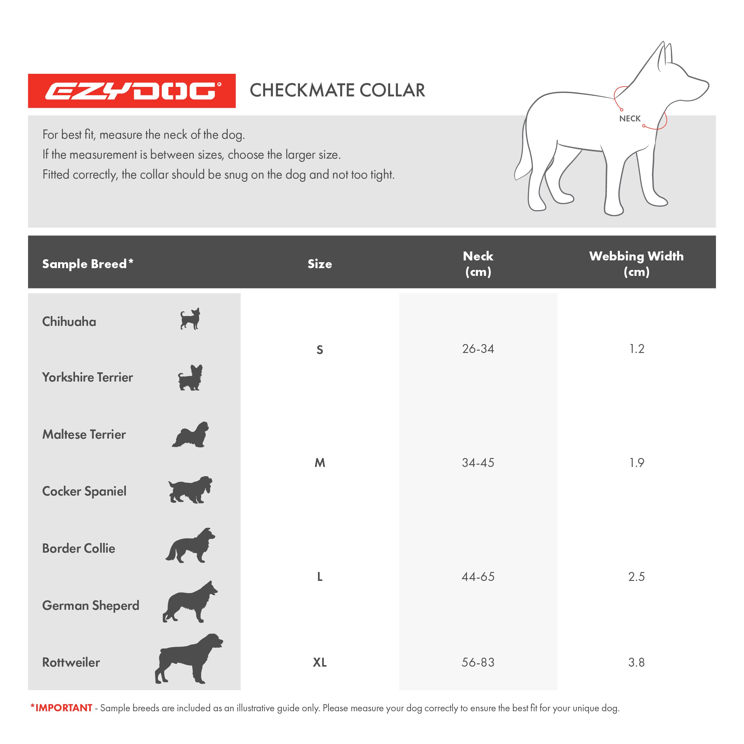 EzyDog Checkmate Dog Collar | Dog Collar Small, Medium, Large Dogs, Reflective Dog Collar, Supreme Comfort, Soft Neoprene Material, Strong Nylon (Black) : Amazon.co.uk: Pet Supplies
