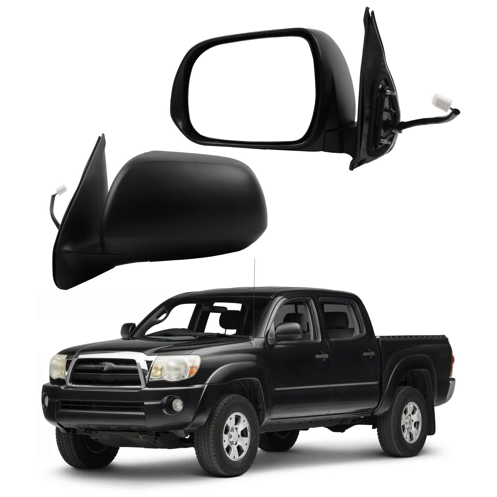 Dasbecan Left Side Mirror Compatible With 05-11 Toyota Tacoma Black 3pins
