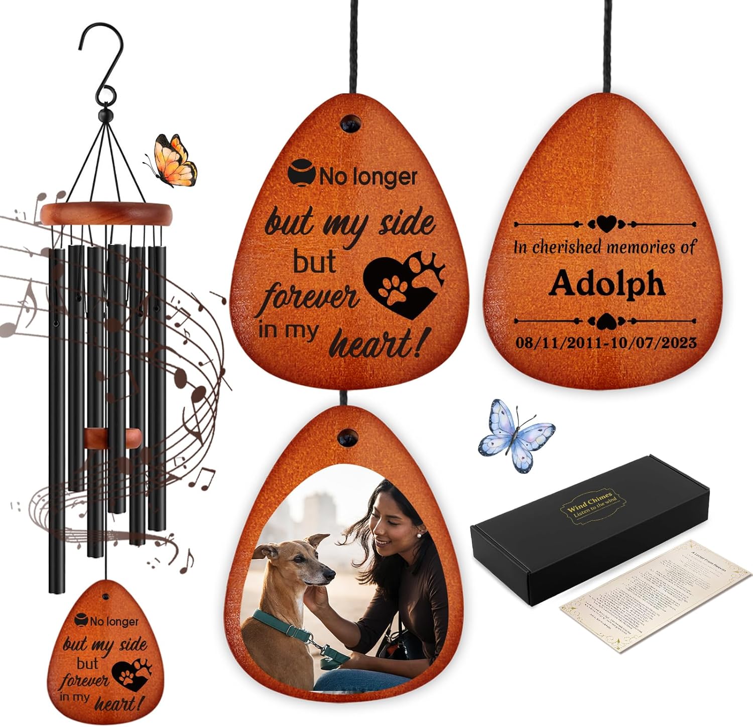 Individz Personalized Pet Memorial Gifts Wind Chimes, Dog