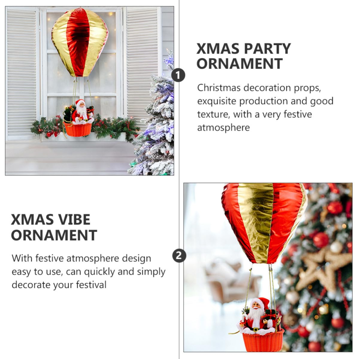 Ornement de Noël Festif Montgolfière en Tissu pour Fenêtre et Plafond