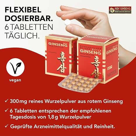 Pure Korean Red Ginseng - 200 Tablets (Vegan)