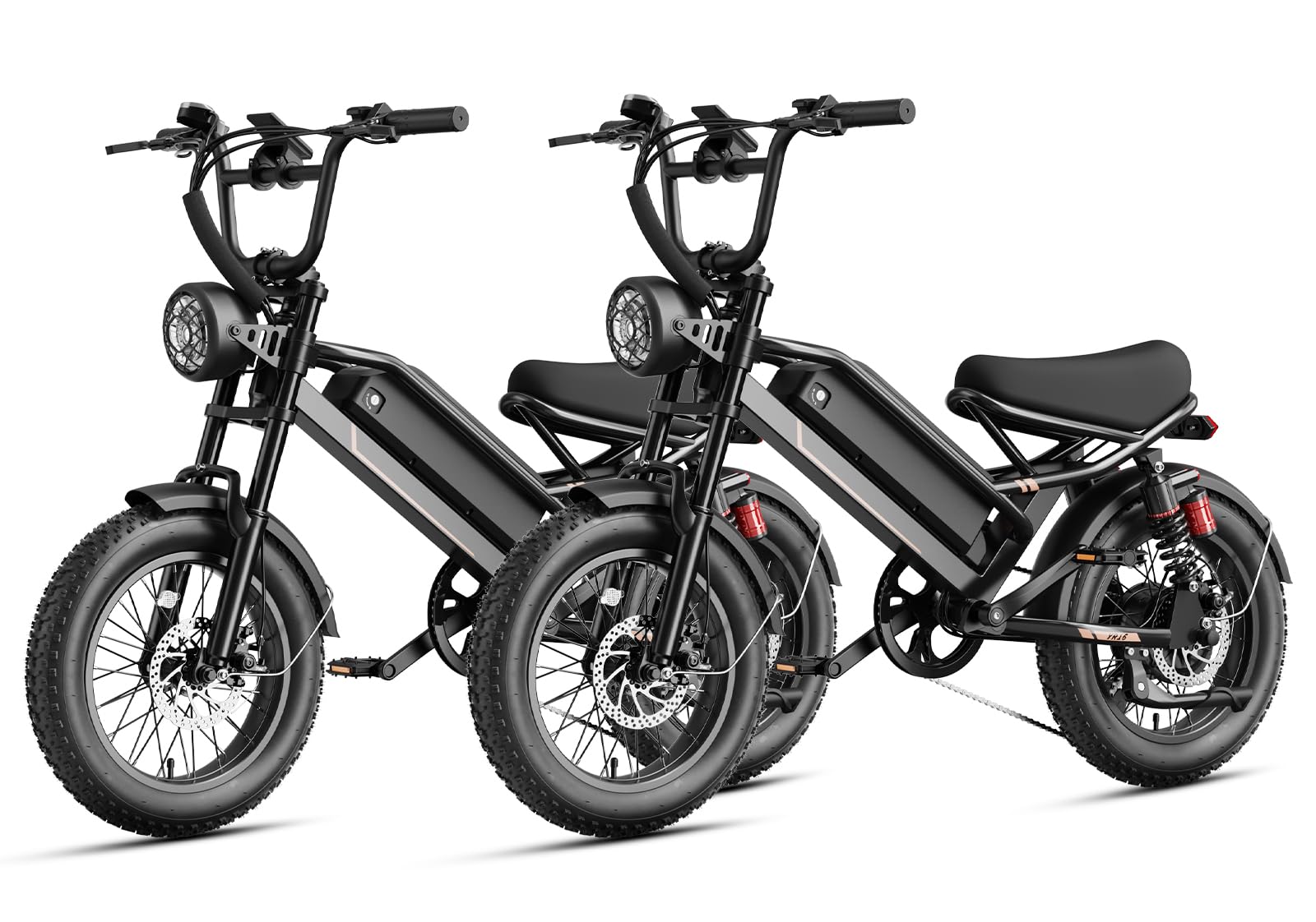 Jasion YR16 Electric Bike for Adults Teens, Peak 1000W Electric Bicycle, 48V 12.5AH Battery Dirt Bike with Dual Suspension & Cruise Control, 16" Fat Tire 55 Miles Moped EBike Fit Teenagers & Adults