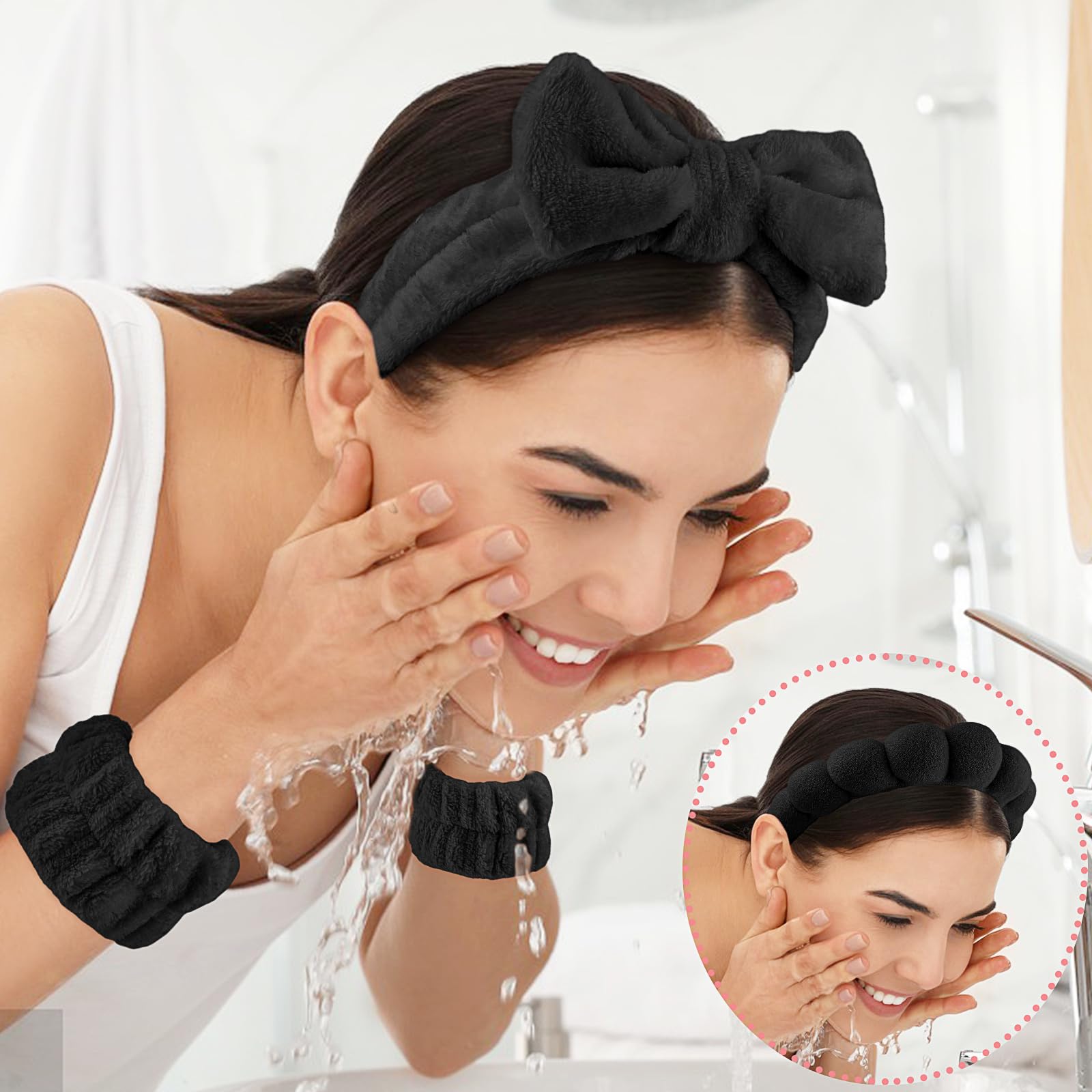 Fasce Trucco Assorbenti Ztomine Set Di 2 Fasce Per Capelli Da Spa Per Lavare Il Viso O Il Viso, In Spugna Per Il Lavaggio Del Viso, Fasce Per Il Trucco Per Il
