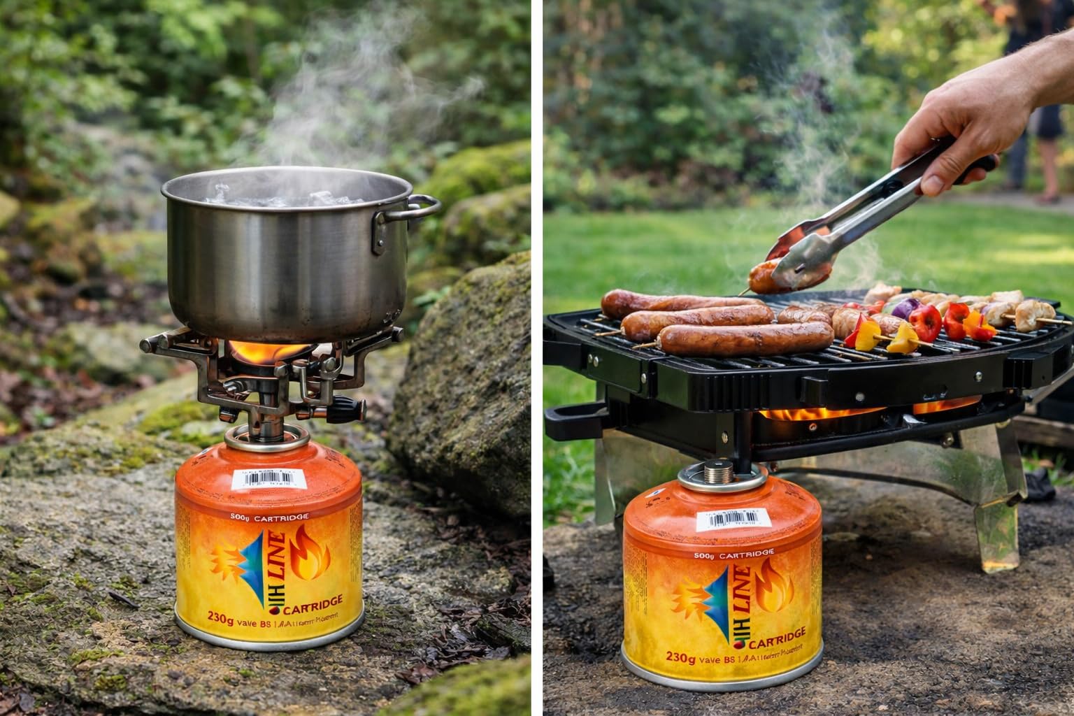 SMH LINE® 24 x 230 g Cartouches de gaz à Visser compatibles avec Les barbecues à gaz Weber série Q100/1000, Filetage Universel 7/16, Cartouche à Valve en 417, gaz Propane/Butane, réchauds de Camping