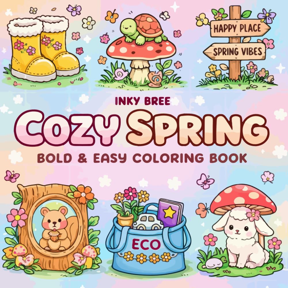 Cozy Spring: Bold & Easy Coloring Book