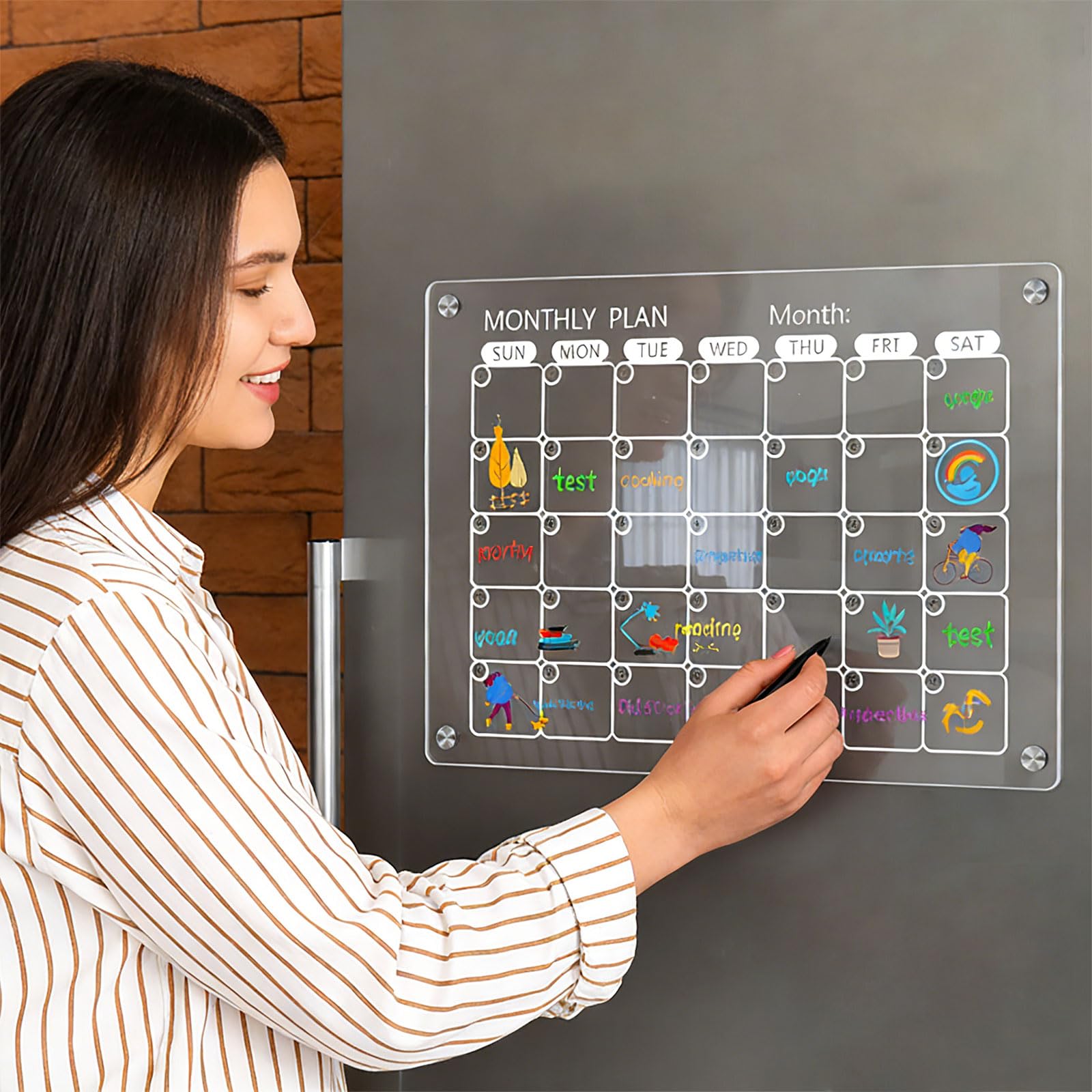 Tableau attrayant à 3 divisions avec clip simple et 6 indicateurs colorés et un planificateur transparent effaçable