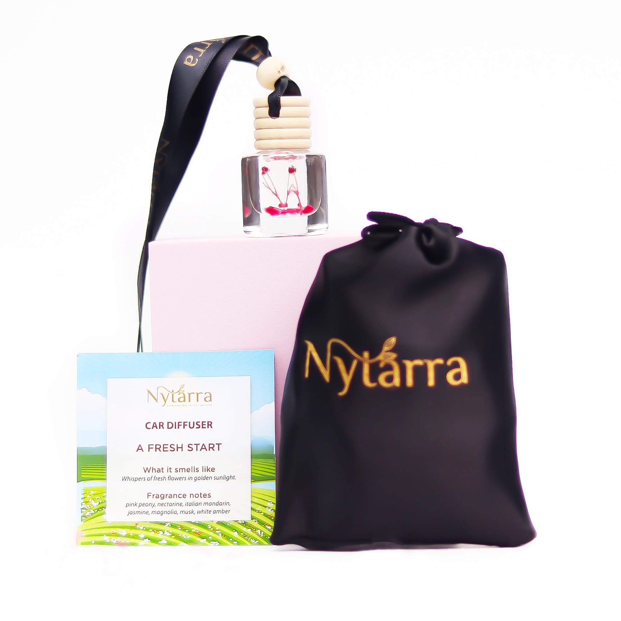 Nytarra Car Fragrance Car Air Freshener, Hanging Glass Bottle with Wooden Diffuser Lid, Long Lasting Perfume for Freshen Car Interior (A Fresh Start) (B0CS9BZTG3) Amazon Price History, Amazon Price Tracker
