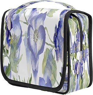 Saco de higiene pessoal pendurado íris floral portátil à prova d'água bolsa de higiene pessoal de viagem com gancho, flor grande capacidade organizador de maquiagem cosméticos com zíper para mulheres homens, kit de acessórios de viagem xampu banheiro bolsa de higiene pessoal de Natal