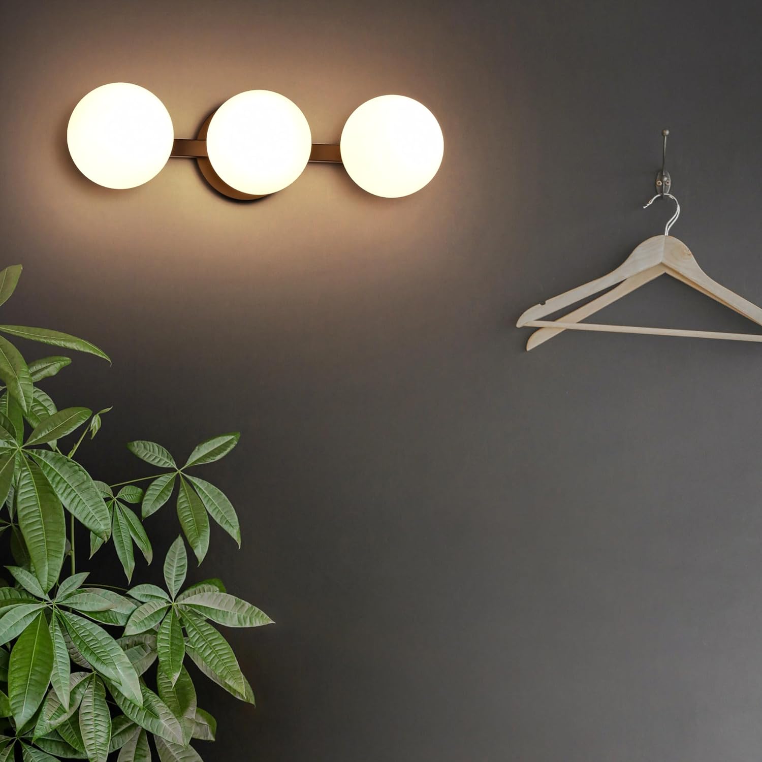 Black Bathroom Vanity Light Fixtures, Modern 3 Lights Globe Wall Sconce Lighting, Porch Wall Mount Light Fixture for Bathroom, Mirror Cabinets Hallway Stairs (Matte Black, 3-Light)