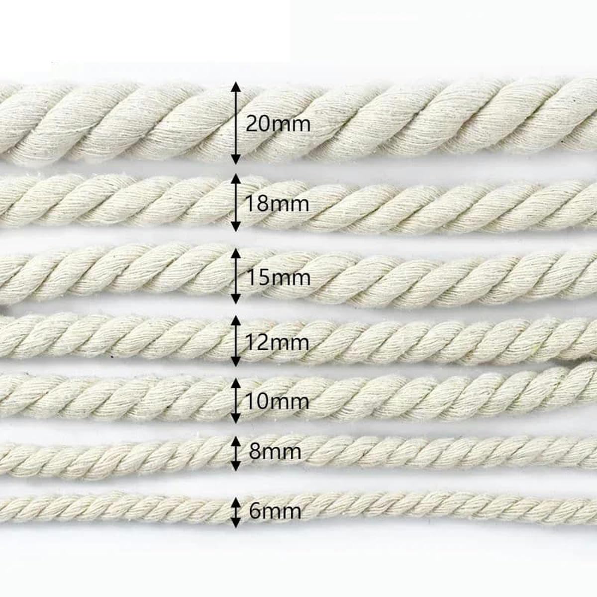 Sznurek makramowy Skręcony sznurek Skręcony sznurek bawełniany 5-20 mm 5 metrów Wielokolorowy do szycia DIY(Black-10mm-5meters)
