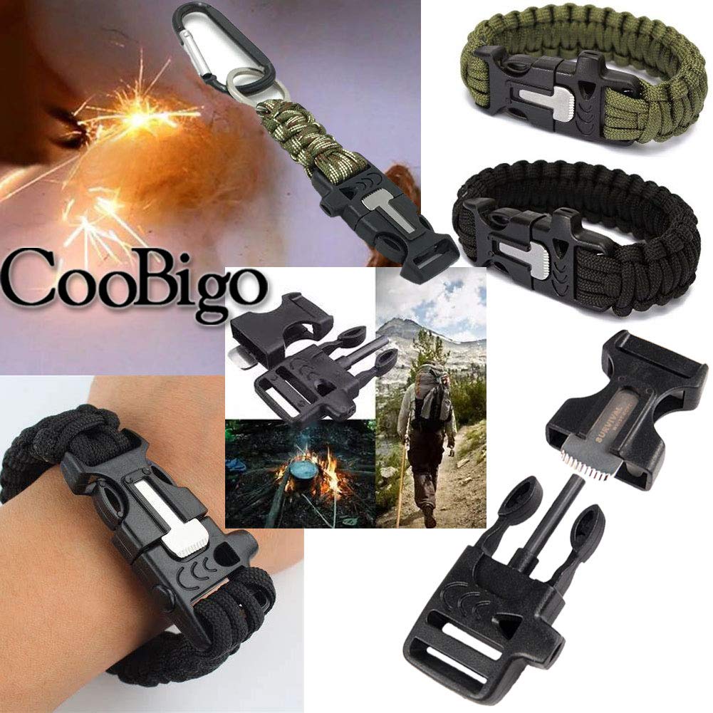 10 Stück 19 mm Feuerstarter Survival Pfeife Schnalle Feuerstein Schaber für Outdoor Wandern Camping Rucksack Tasche