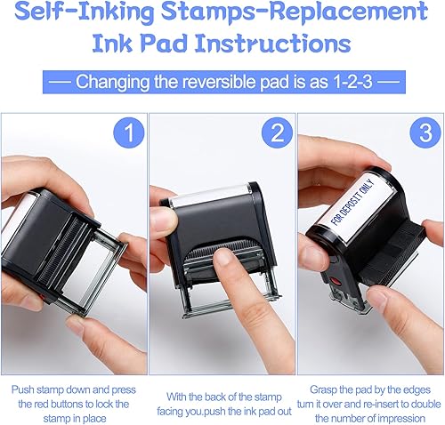 Miniatura 3 de 2 sellos de goma autoentintados para oficina de mensajes empresariales cuentas por pagar suministros de oficina y uso al por menor azul para el