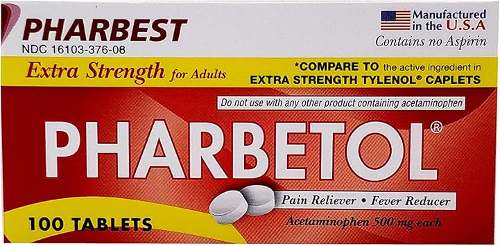 Pharbetol 500mg Extra Strength Tablets 100 Count (Generic Extra Strength)