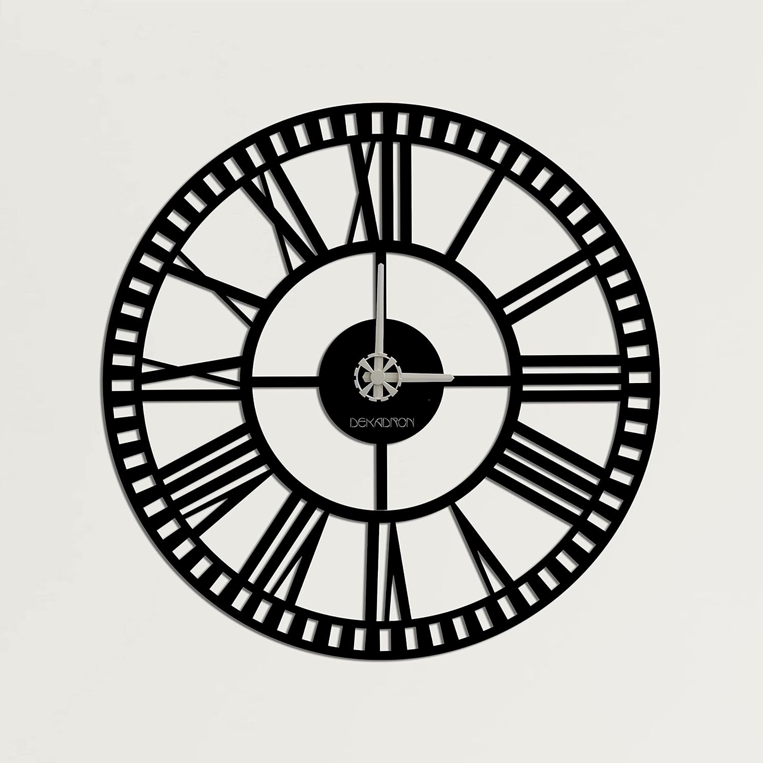 DEKADRON Unique Design Metal Wall Clock Roman Numerals Roman Numbers - Metal Wall Art Works - Metal Wall Decor Home Office Decoration Modern Industrial Silent Movement (20" W x 20" H/51x51cm)