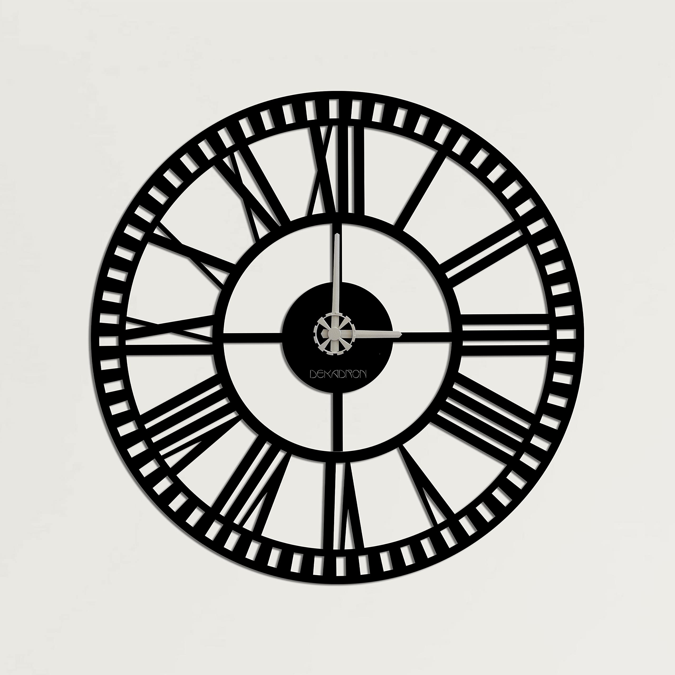 DEKADRON Unique Design Metal Wall Clock Roman Numerals Roman Numbers - Metal Wall Art Works - Metal Wall Decor Home Office Decoration Modern Industrial Silent Movement (20" W x 20" H/51x51cm)