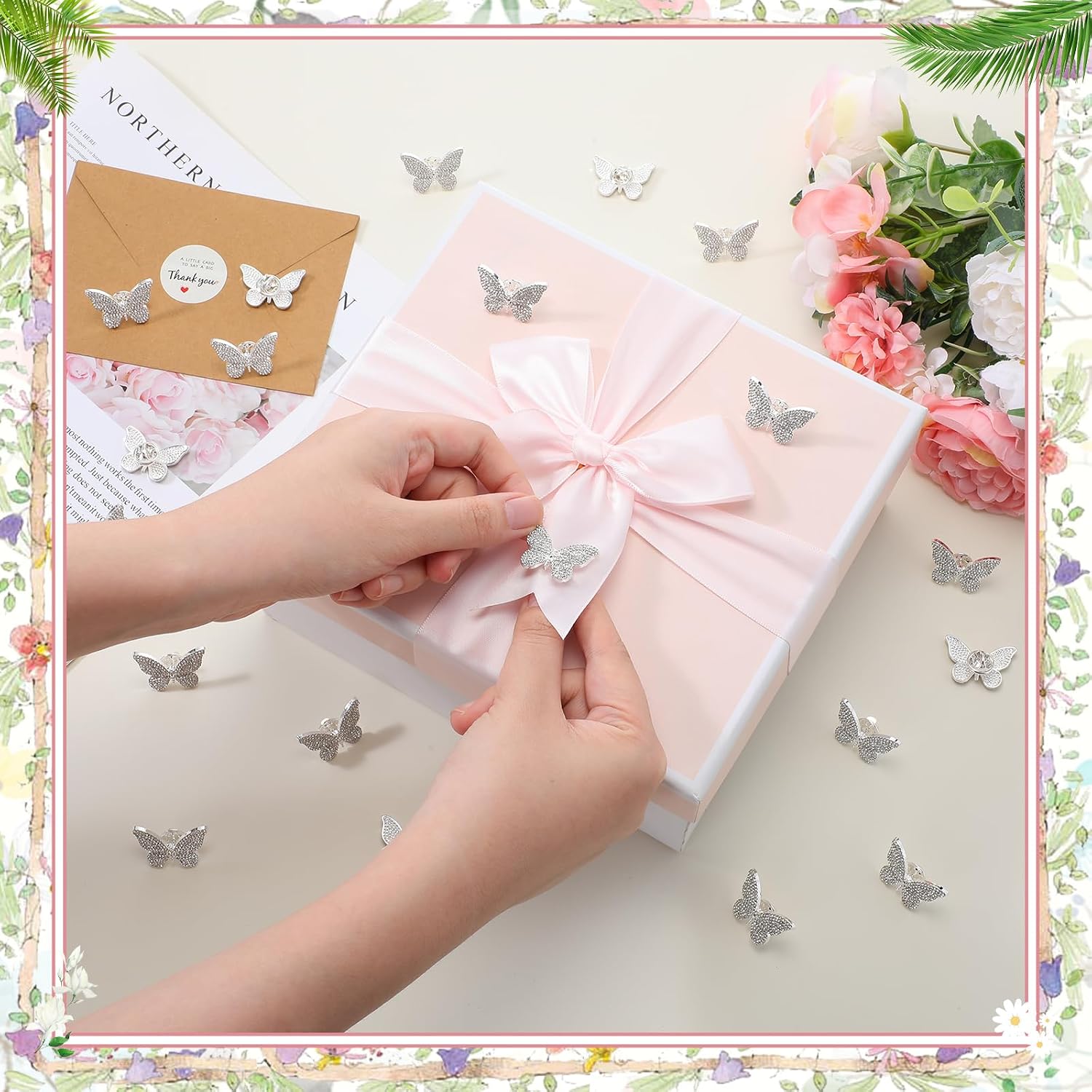 XunYee 25 Pcs Butterfly Rhinestone Pin Sparkling Lapel Badge Brooch Alloy Crystal Animal Pin Jewelry for Women Birthday Gift