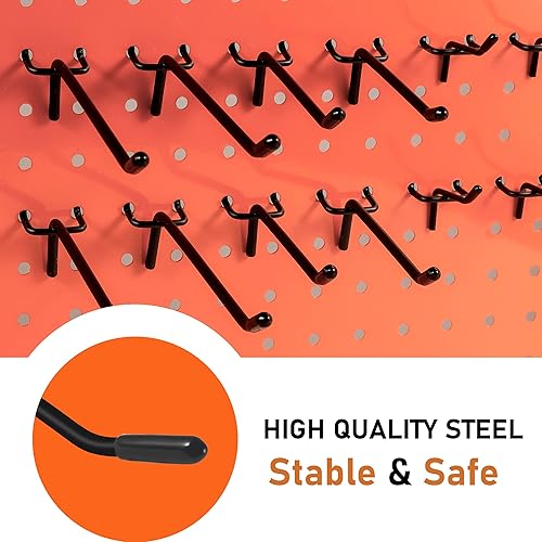 Miniatura 4 de Paquete de 60 ganchos resistentes para tablero de clavijas, color negro, 246 pulgadas, ganchos de metal para tablero de clavijas espaciado de 18 y