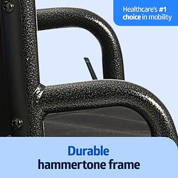 Medline Comfortable Folding Wheelchair with Swing-Back, Desk-Length Arms and Elevating Footrests, Steel, Blue, 18W x 16D Seat