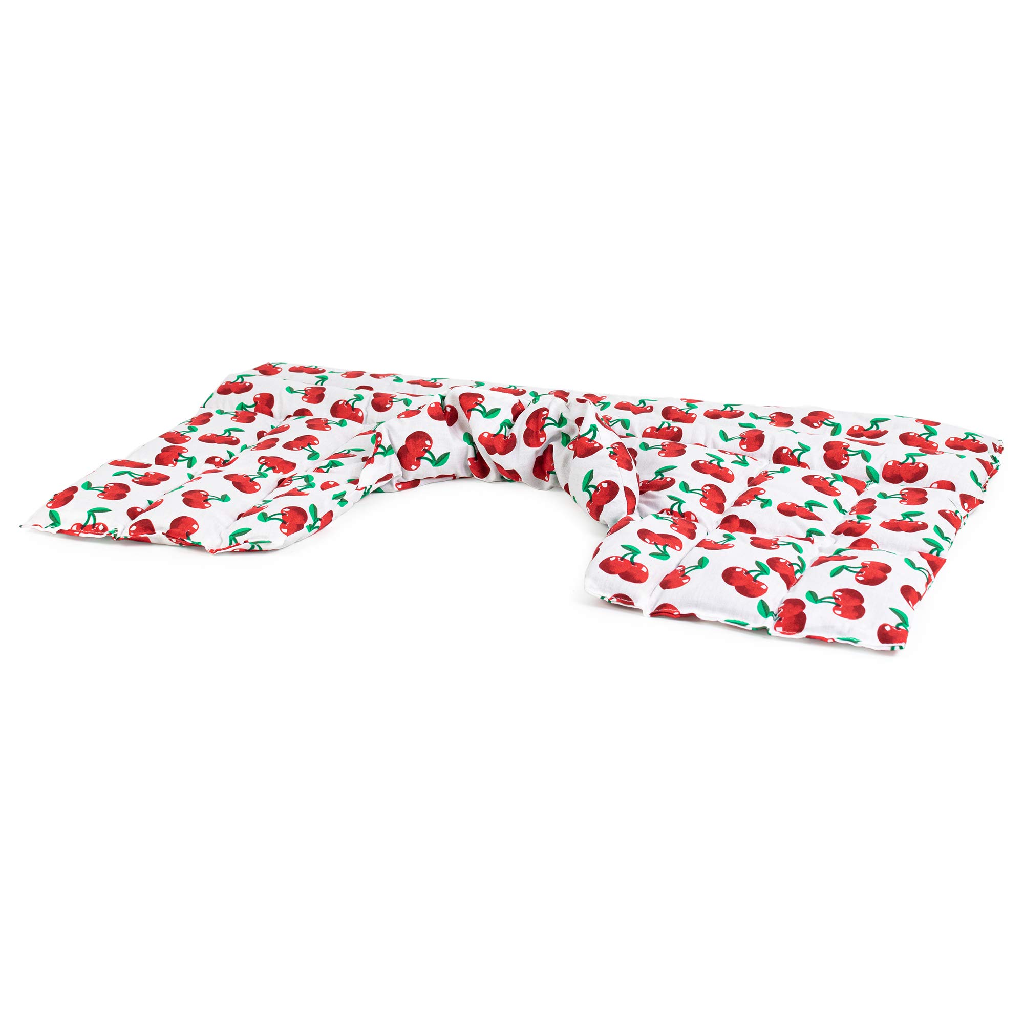 Bio-Dinkelkissen Schulter & Nackenkissen mit Kragen. Wärmekissen Körnerkissen Nackenwärmer für Mikrowelle und Backofen (cherry-white, Bio-Dinkel)