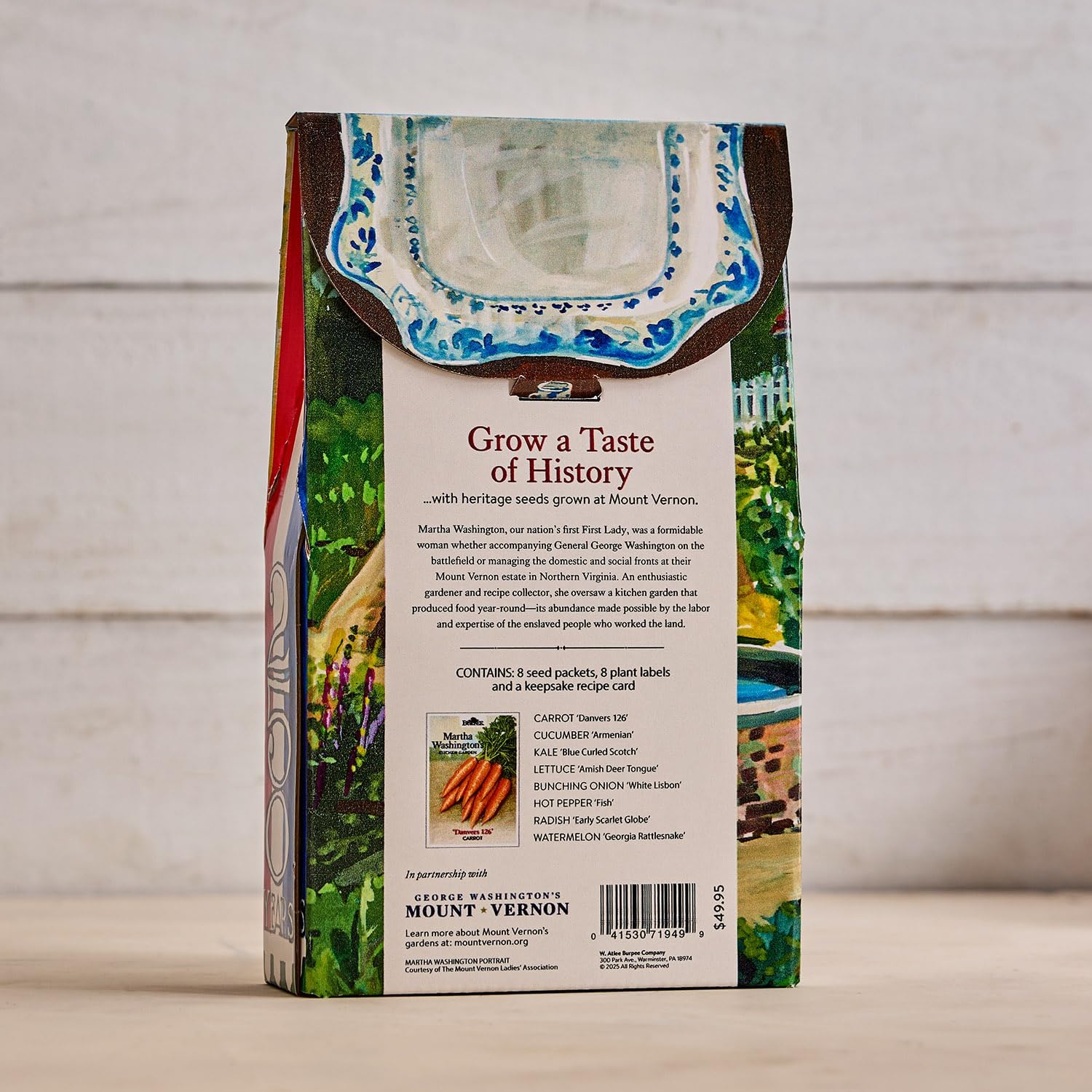 Burpee 'Martha Washington’s Kitchen Garden' Seed Collection – 8 Historic Heirloom Vegetables Grown at Mount Vernon with Plant Labels & Keepsake Recipe Card