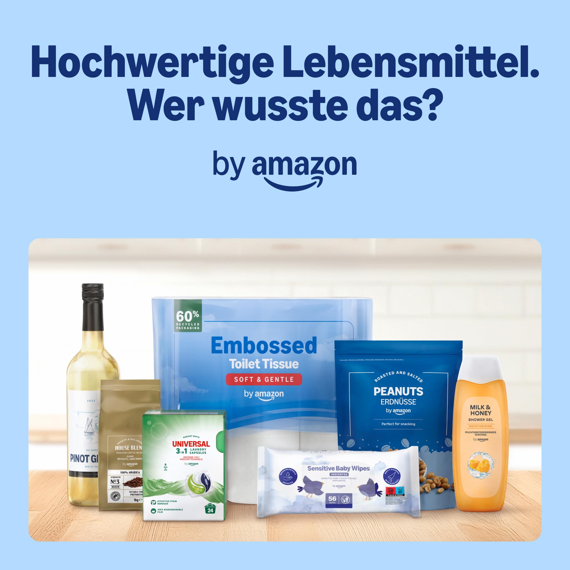 by Amazon Kaffeebohnen, Entkoffeiniert, Lichte Röstung, 2 kg (2 Packungen mit 1 kg), Rainforest Alliance Zertifiziert