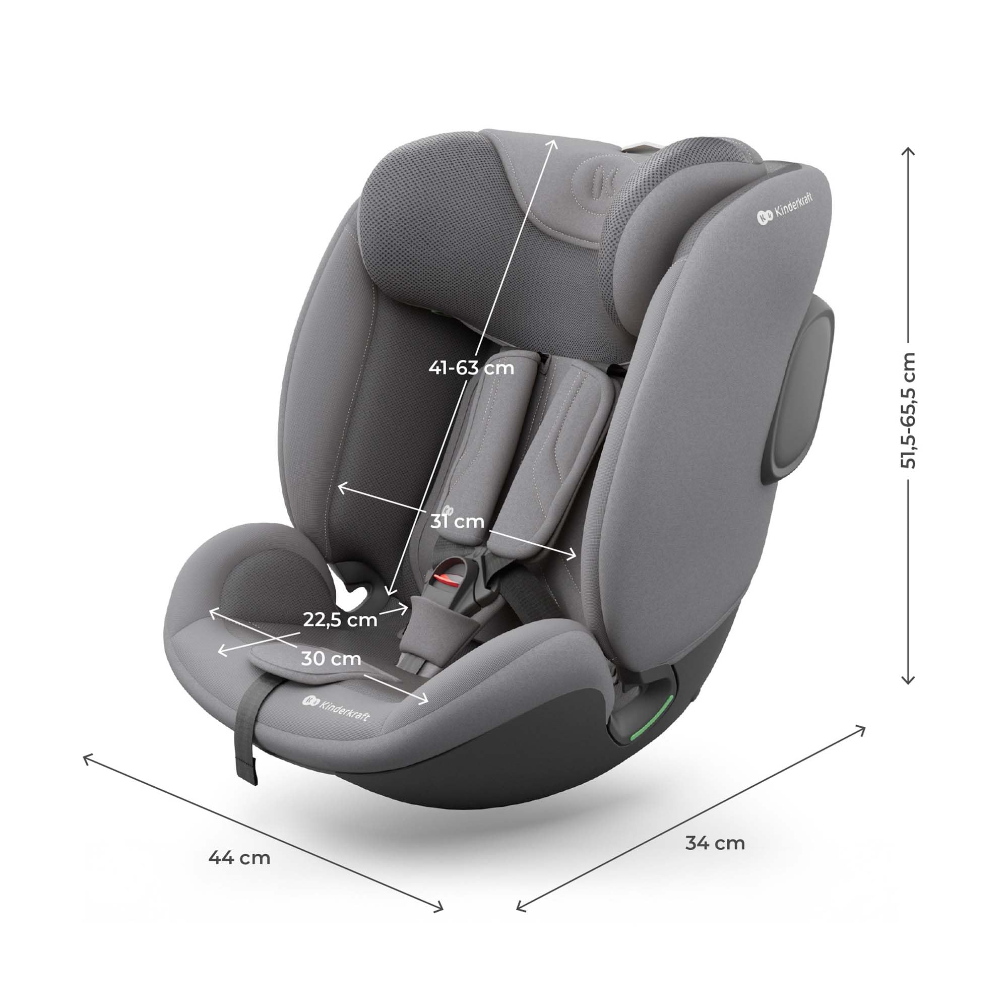 KINDERKRAFT ENDURA SAFE MODULAR SYSTEM, 3in1, für Kinder und Säuglinge, Autokindersitz, drehbare Basis (90°), ultraleicht (3,2 kg), Premium-Polsterung, Kopfschutzsystem, Grau