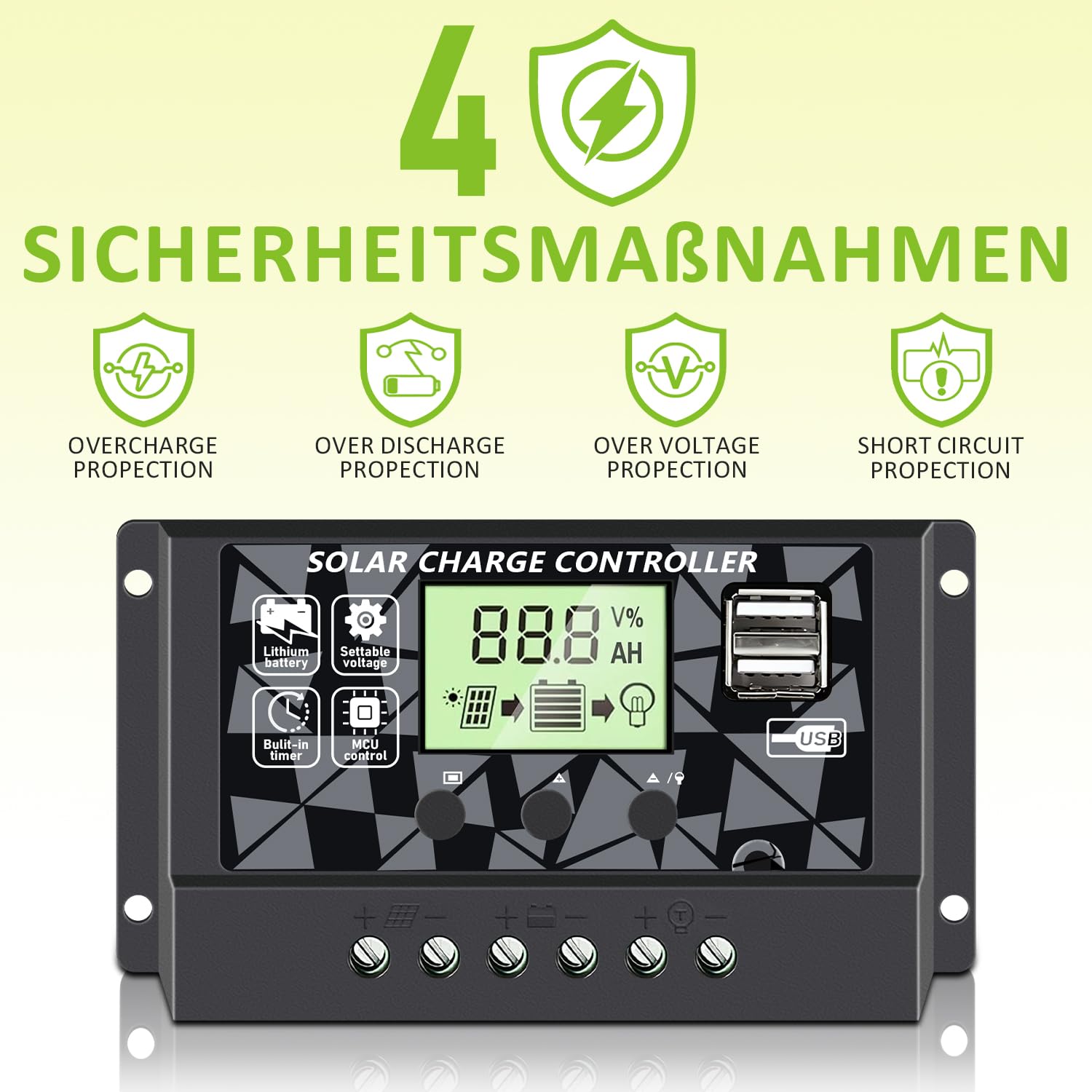 Topsolar 30W 12V Mono Solarpanel‑Set mit Laderegler für Batterie‑Aufladung