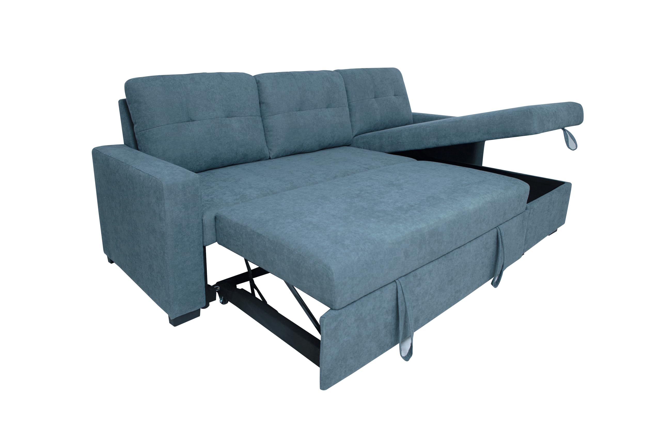 MUEBLIX.COM - Sofa 3 Plazas Chaiselongue Ojuel, Chaiselonge Intercambiable, Asientos y Respaldo Acolchados, Sofa Chaiselongue Cama con Arcon, Sofas de Salón Modernos, Color Gris