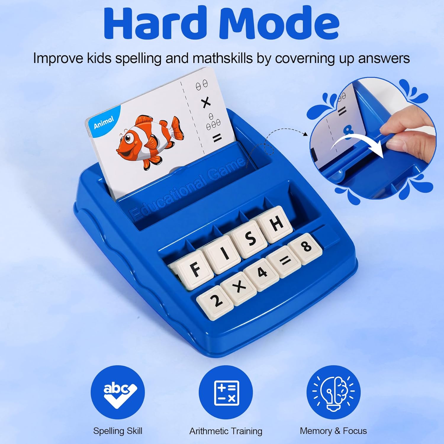 2 in 1 Kids Educational Toys, Spelling & Math Learning Game with Flash Cards Letter Cubes Number Blocks Matching Tray, Montessori Preschool Learning Toys for Toddlers Ages 3-8 Boys Girls