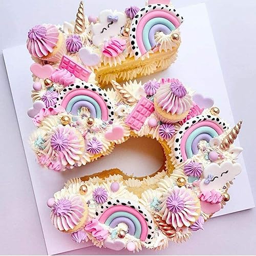 Miniatura 4 de Molde grande de silicona para tartas con números 3D, molde para hornear DIY para cumpleaños, aniversario, número de 5