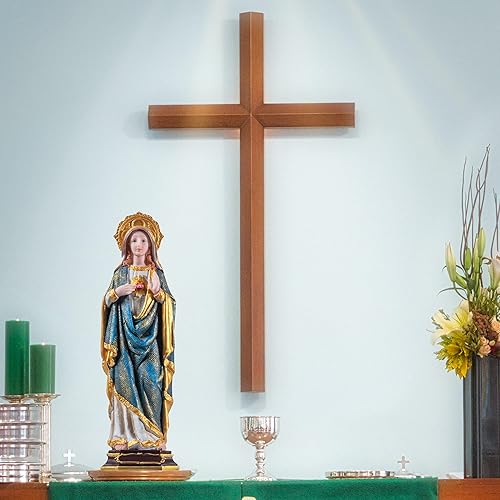 Miniatura 4 de KI Store Figura de corazón de María de la Inmaculada 12 pulgadas, estatua de resina de la Madre Virgen Bendita