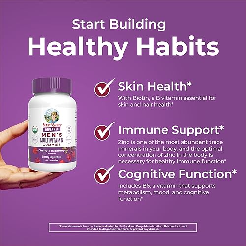 Vista 14 de Gomitas multivitamínicas para hombre con ingredientes orgánicos, vitaminas veganas para hombres Multivitamínicos diarios para hombres para apoyo