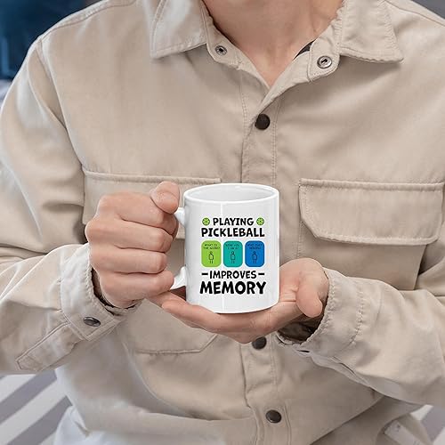 Miniatura 4 de Panvola Taza de cerámica Playing Pickleball Improves Memory Pickleball Lovers Gifts Coffee Cup 11 oz White Novelty Drinkware (11 oz)