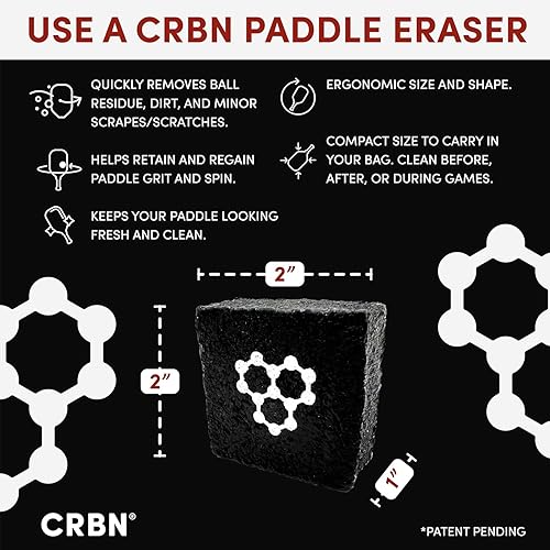 Miniatura 9 de CRBN Pickleball Paddle Eraser, Best Carbon Fiber Pickle Ball Racket Cleaner, Fast &amp; Easy Rubber Bar to Remove Ball Residue, Dirt, &amp; Minor Scrapes