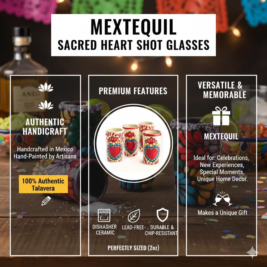 Amazon | MEXTEQUIL - タラベラ ショットグラス 4個セット 本物の