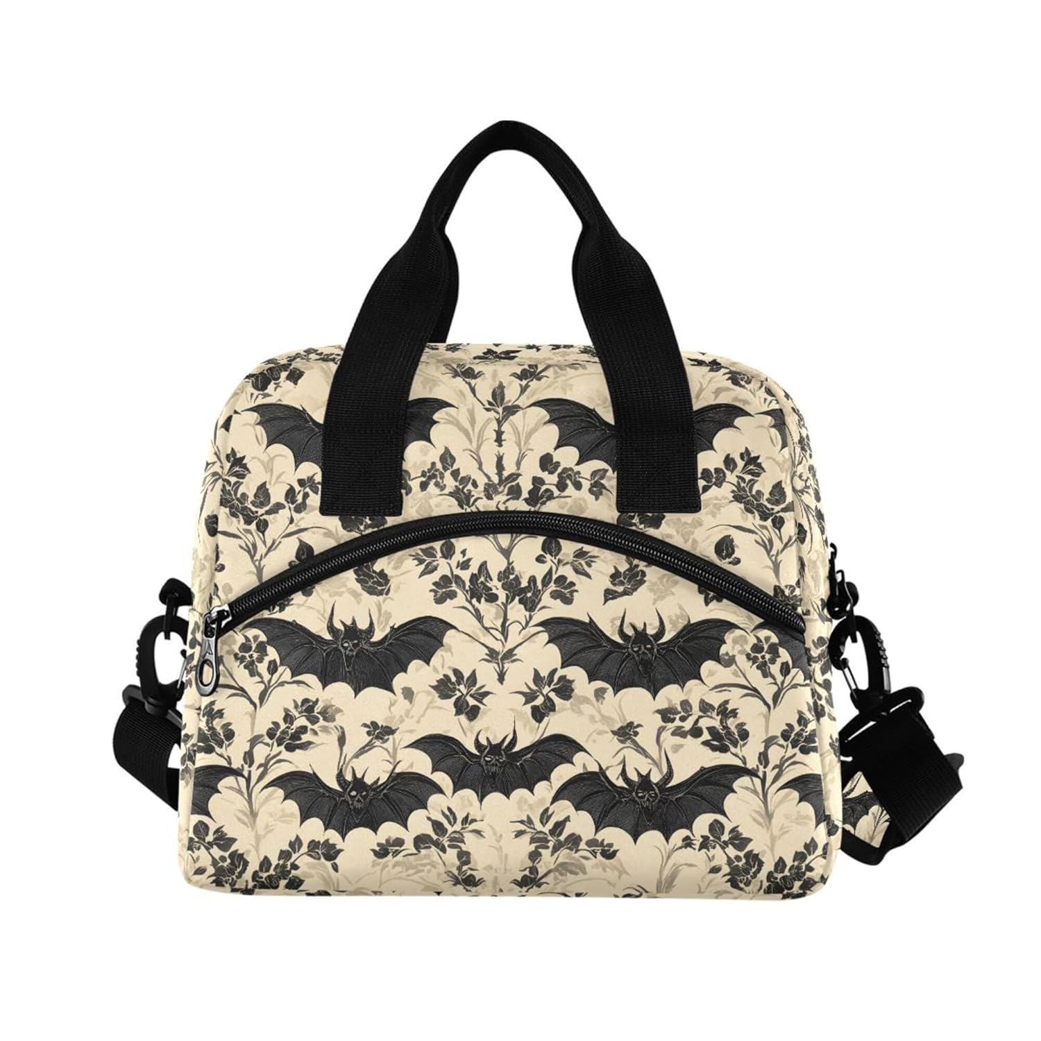 MNSRUU Insulated Lunch Bag Bats and Flowers Vintage Women Men Fabric Dinner Tote Cooler Bag Reusable Leakproof Lunch